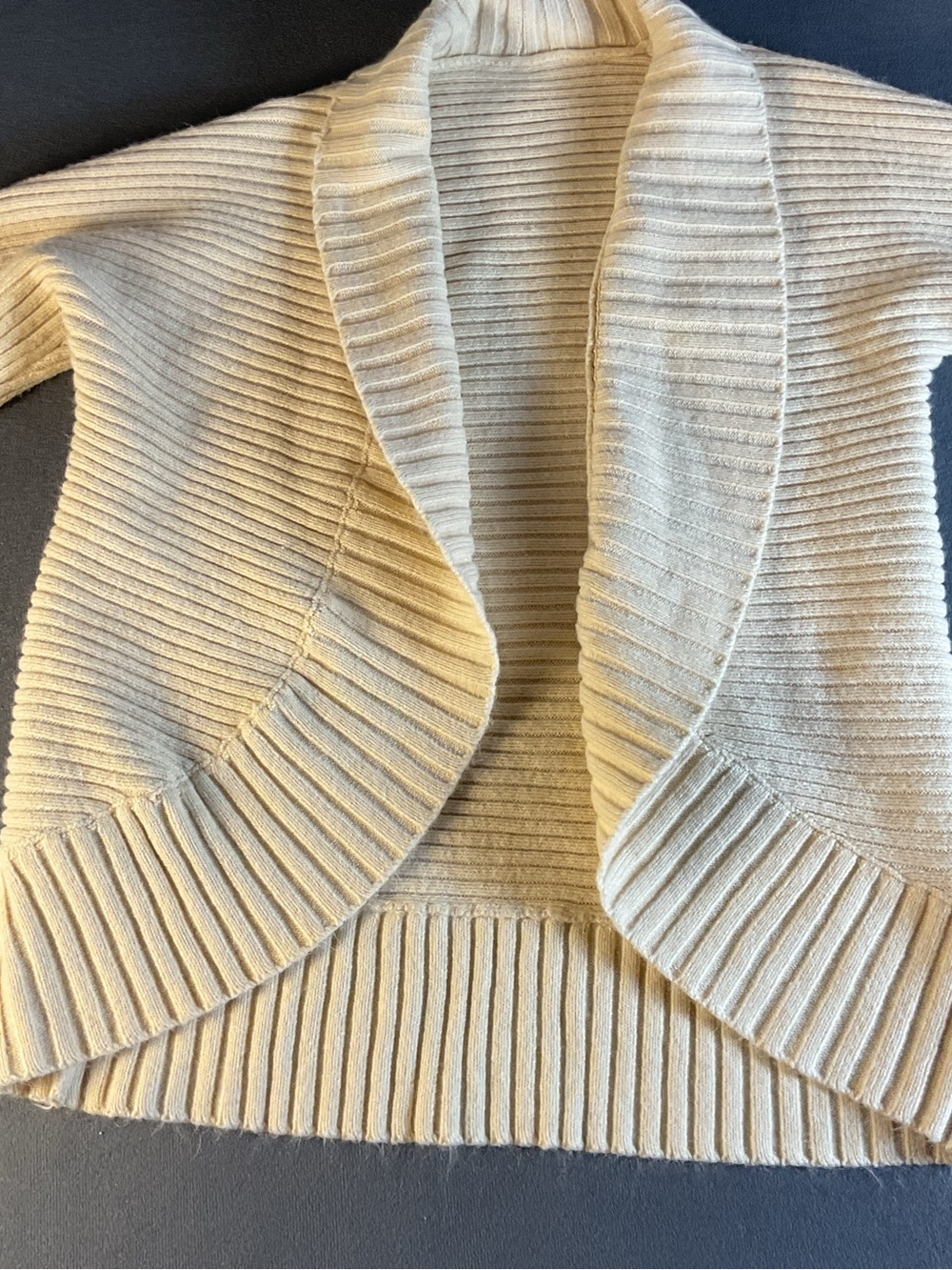 Source Unknown Cream Ribbed Open-Front Kids Sweater